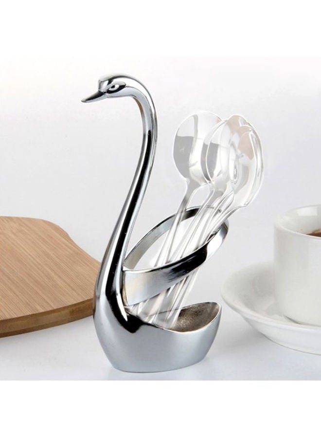 Swan Shaped Cutlery Holder Silver 15x7.5cm