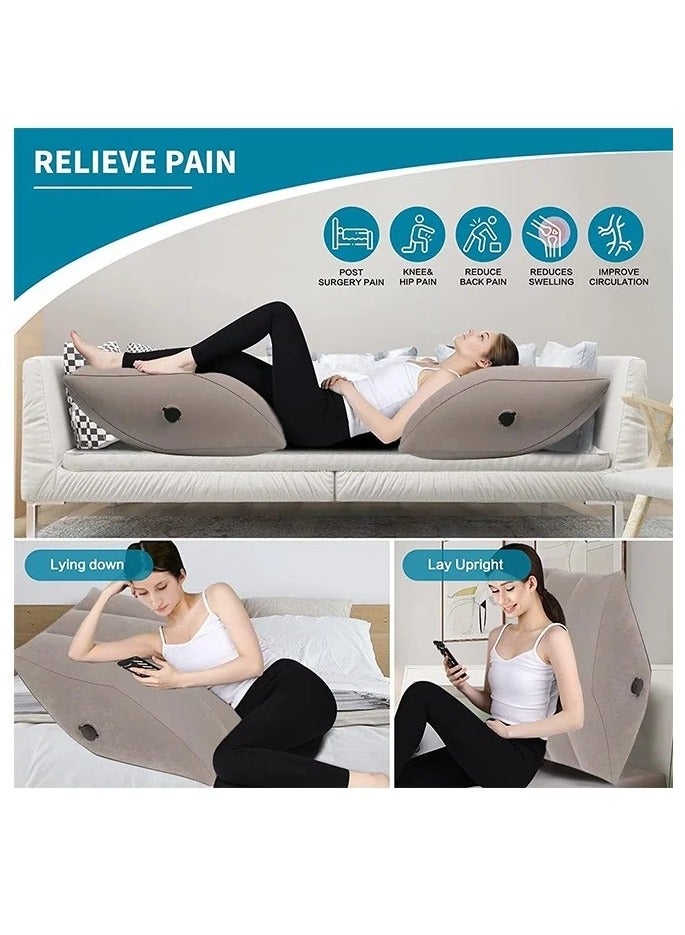 Inflatable Leg Elevation Pillow ,Leg Pillow for Sleeping Wedge Pillow Leg Rest Pillow with Inflatable Bag, Relax Muscle Relieve Pain in Back Legs Knees After Surgery Improve Blood Circulation