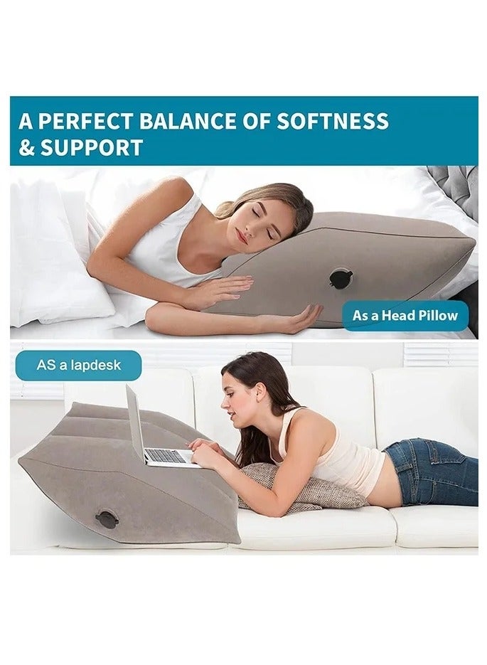 Inflatable Leg Elevation Pillow ,Leg Pillow for Sleeping Wedge Pillow Leg Rest Pillow with Inflatable Bag, Relax Muscle Relieve Pain in Back Legs Knees After Surgery Improve Blood Circulation