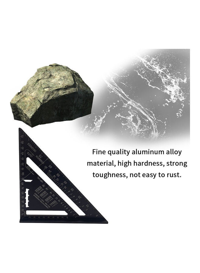 7-inch Aluminum Alloy Triangle Ruler Black