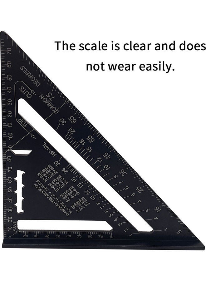 7-inch Aluminum Alloy Triangle Ruler Black