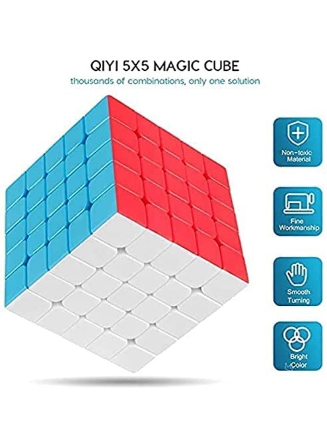 Coogam Qiyi 5x5 Speed Cube Stickerless Magic Puzzle Toy Gift for Kids and Adults Challenge (Qizheng S Version)