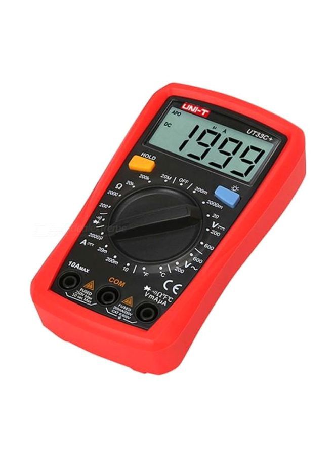 UT33C+ Digital Multimeter Electrical Handheld Ammeter Manual Range AC/DC Current Temperature Red/Black