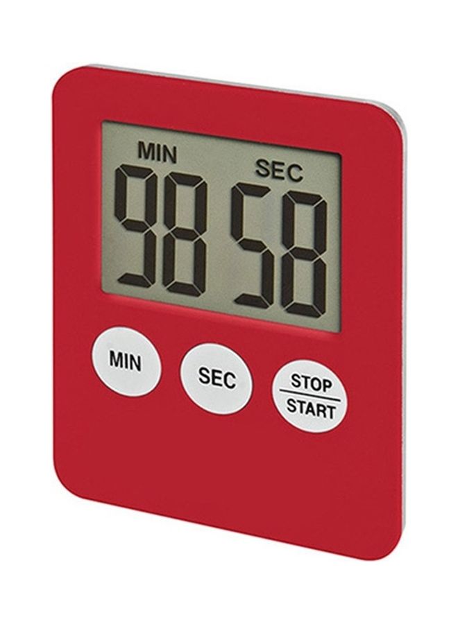 2-Piece Super Thin Kitchen Cooking Mechanical Timer Alarm Clock Red