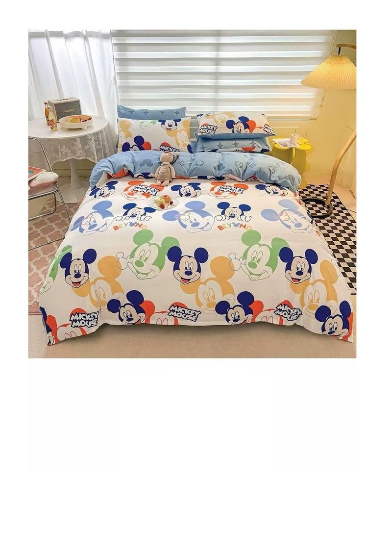 Disney Three-Piece Set Cotton Quilt Single Size Comforter Bedding Set, Anime Cartoon Bed kids Duvet Cover Set