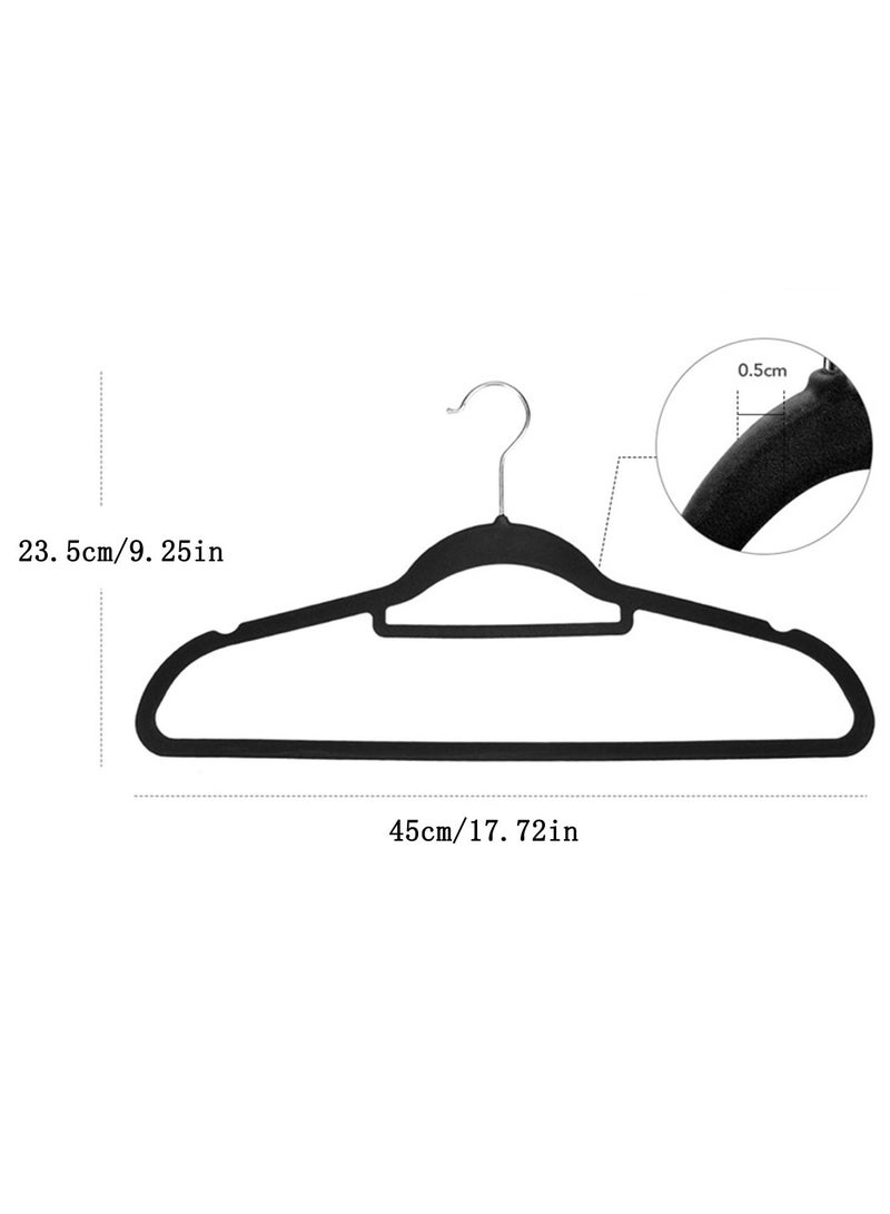 10Pcs Velvet Clothes Hangers Non-Slip Pants Hangers Black 360 Degree Rotatable