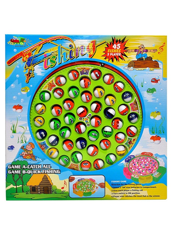 45-Piece Musical Rotating Fishing Game Set 33 x 34centimeter