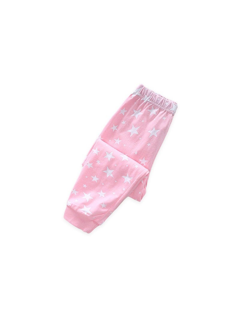 Girls' Long-Sleeved And Long-Pants Home Wear Set Pink Two-Piece Set