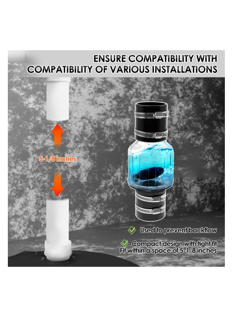 Sump Pump Check Valve, 2 inch Silent Check Valve Spring-Loaded Flapper with Stainless Steel Clamp, Prevent Backflow for Sewage Pump, Sump Pump Life Expectancy Increase