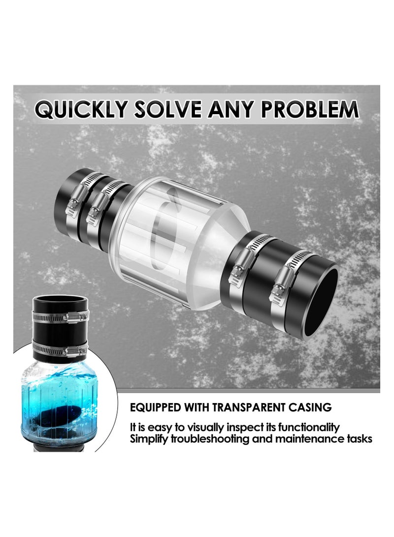 Sump Pump Check Valve, 2 inch Silent Check Valve Spring-Loaded Flapper with Stainless Steel Clamp, Prevent Backflow for Sewage Pump, Sump Pump Life Expectancy Increase