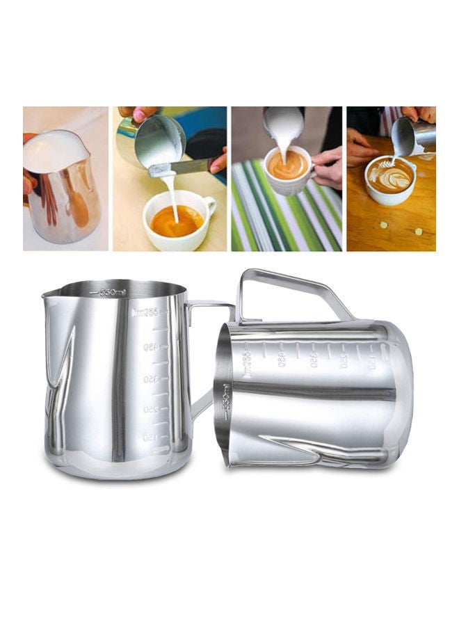 350/600/1000ml Stainless Steel Coffee Cup With Scale Milk Frothing Pitcher Silver 15.05x12.95x10.45cm