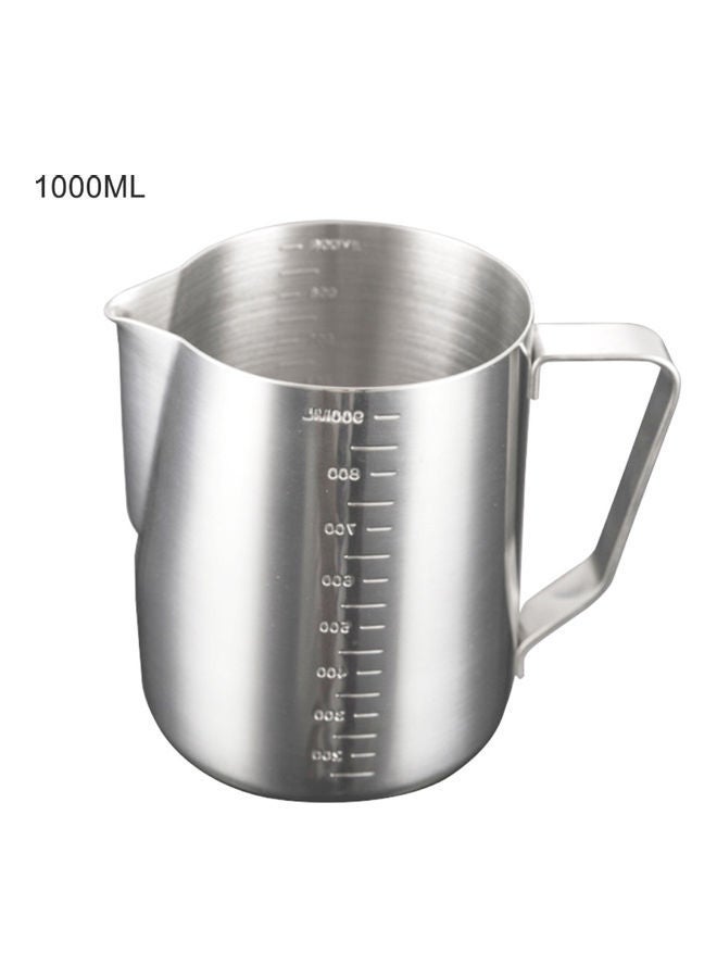 350/600/1000ml Stainless Steel Coffee Cup With Scale Milk Frothing Pitcher Silver 15.05x12.95x10.45cm