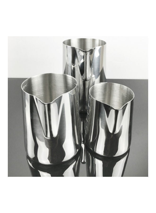 350/600/1000ml Stainless Steel Coffee Cup With Scale Milk Frothing Pitcher Silver 15.05x12.95x10.45cm