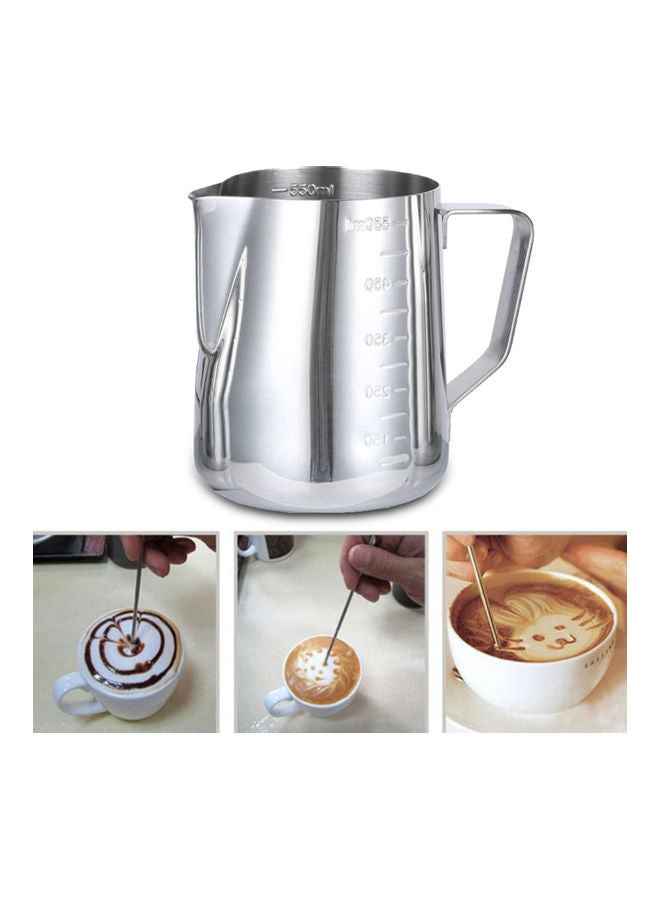 350/600/1000ml Stainless Steel Coffee Cup With Scale Milk Frothing Pitcher Silver 15.05x12.95x10.45cm