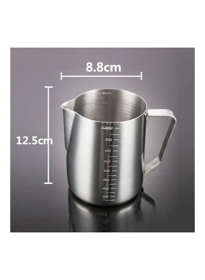 350/600/1000ml Stainless Steel Coffee Cup With Scale Milk Frothing Pitcher Silver 15.05x12.95x10.45cm