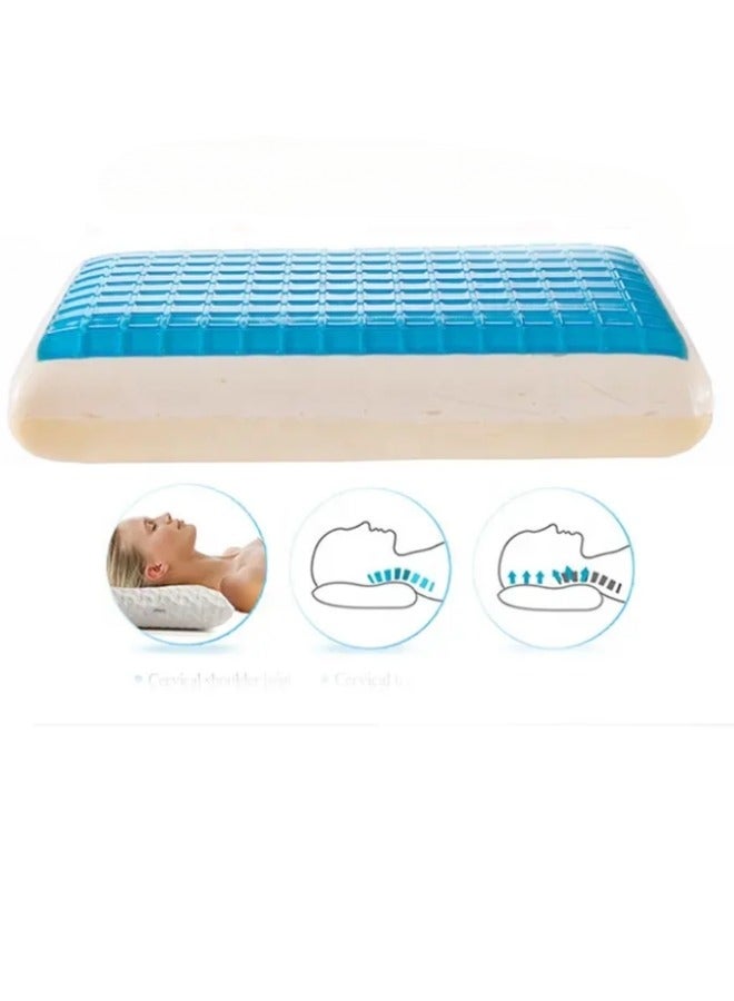 2-Piece Memory Foam Pillow Cooling Gel - Prevents Back Neck Pain + Free Bamboo Washable Cover Aloe Vera Back Stomach Side Sleepers Men Women - Aids Cervical Pain Soreness Standard (Gel Traditional)