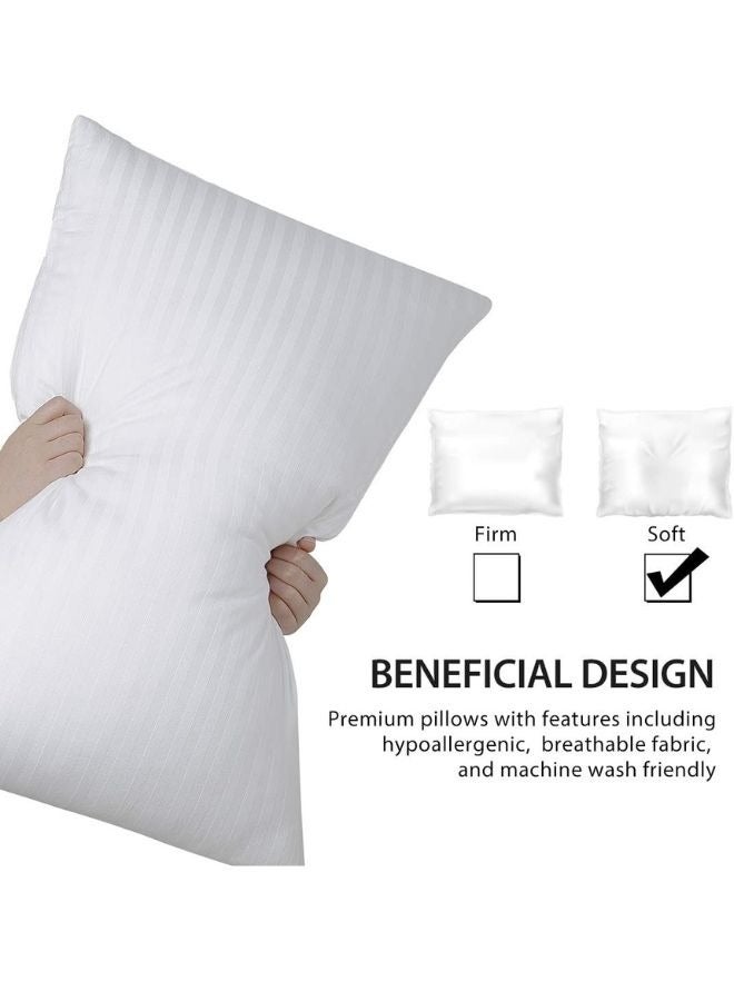 4-Piece Hotel Striped Bed Pillow Set Cotton White 50x70cm