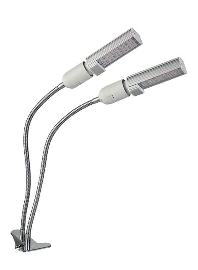 Double Head USB Clip-On Plant Growing LED Light Silver/White