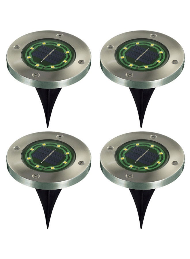 4-Piece LED Waterproof Solar Powered Garden Light Set Silver/Green/Black