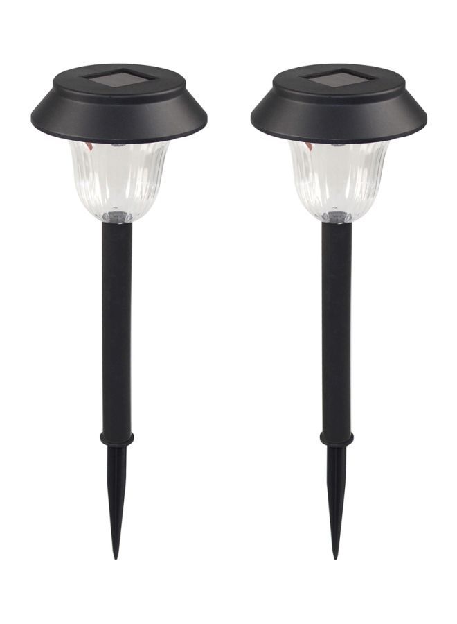 Pack Of 2 Solar LED Patio Lamp Black/Clear Light 11.5x11.5x40cm