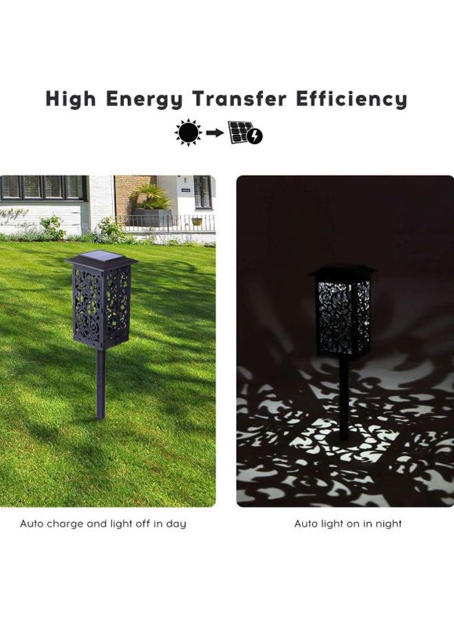 2-Piece Solar Hollow-Out Lantern Lamp Set Black 32x12x13cm