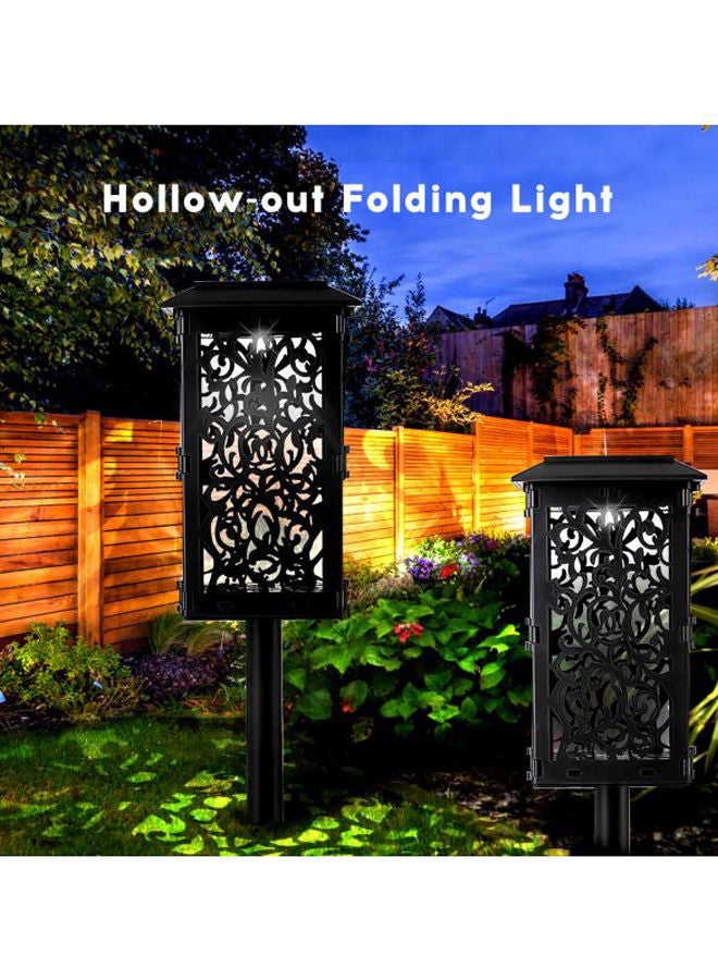 2-Piece Solar Hollow-Out Lantern Lamp Set Black 32x12x13cm