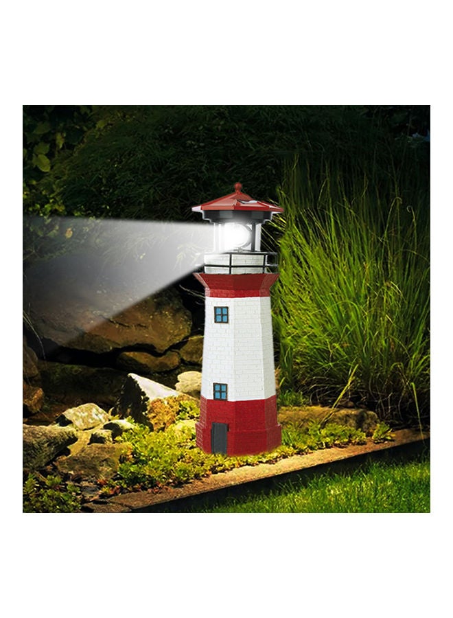 LED Solar Lighthouse Lawn With Rotating Lamp White/Red