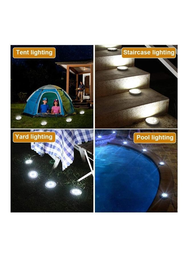 8-Piece Solar Ground Lights White