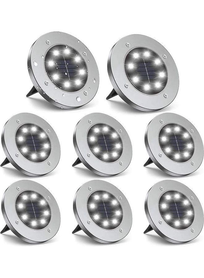 8-Piece Solar Ground Lights White