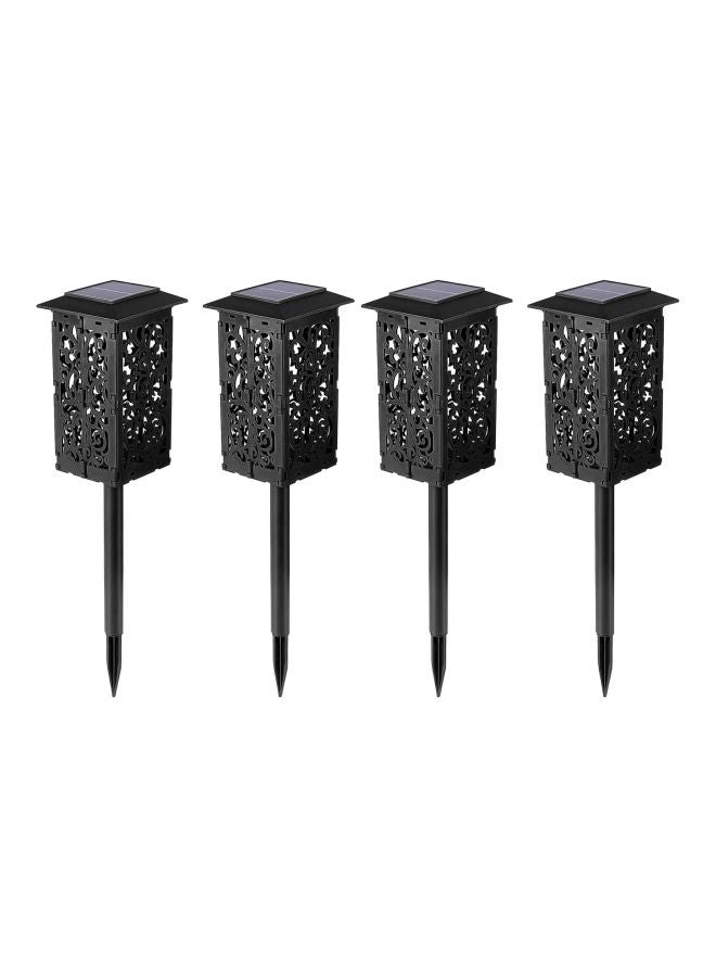 4-Piece Solar Hollow-Out Lantern Lamp Set Black 32x12x13cm