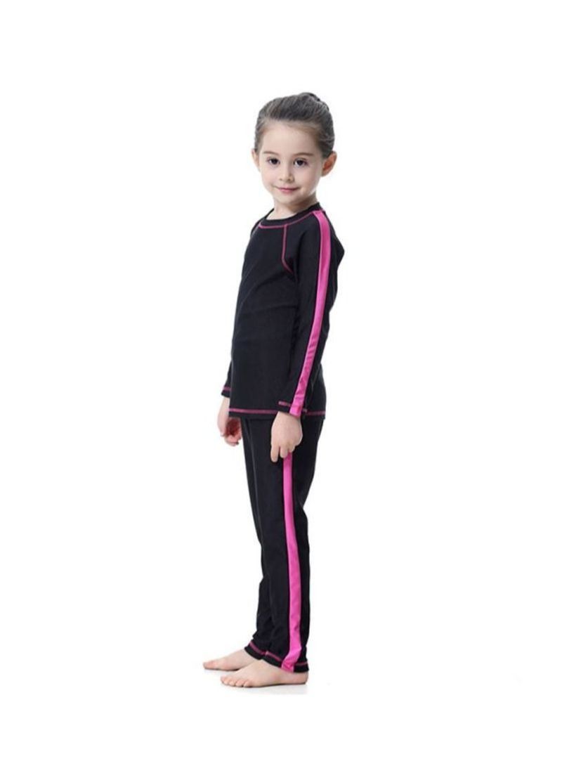 3-Piece Long Sleeve Burkini Black/Pink