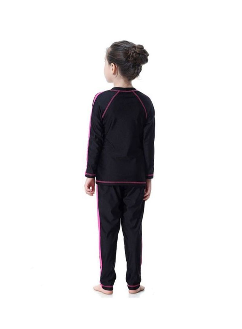 3-Piece Long Sleeve Burkini Black/Pink