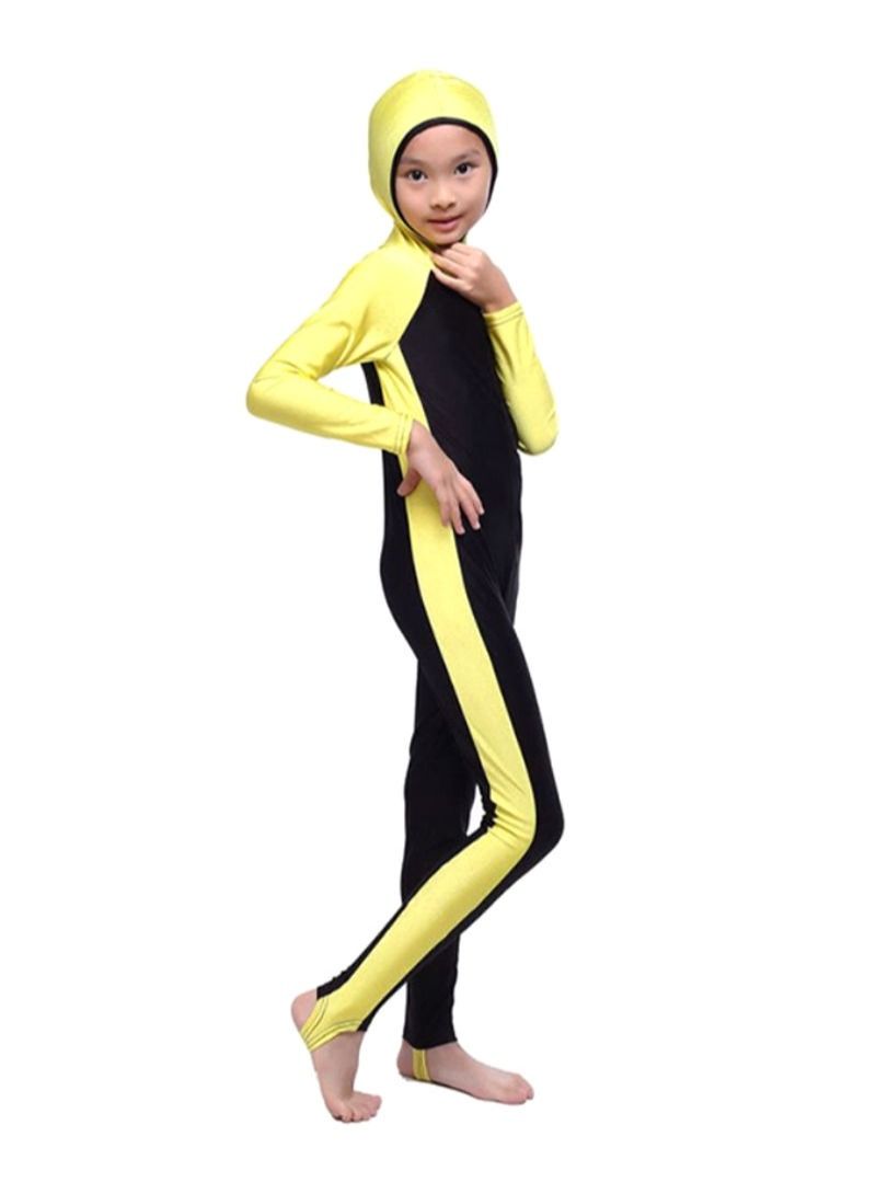 Hooded Swimwear Burkini Black/Yellow