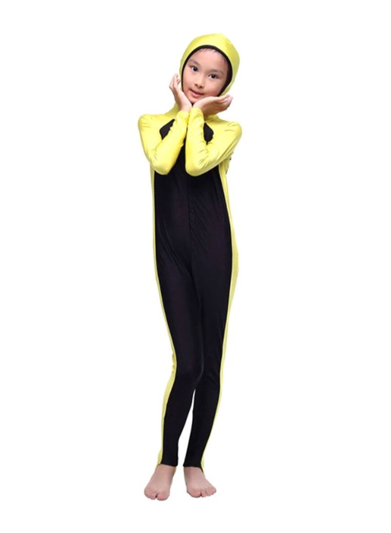 Hooded Swimwear Burkini Black/Yellow