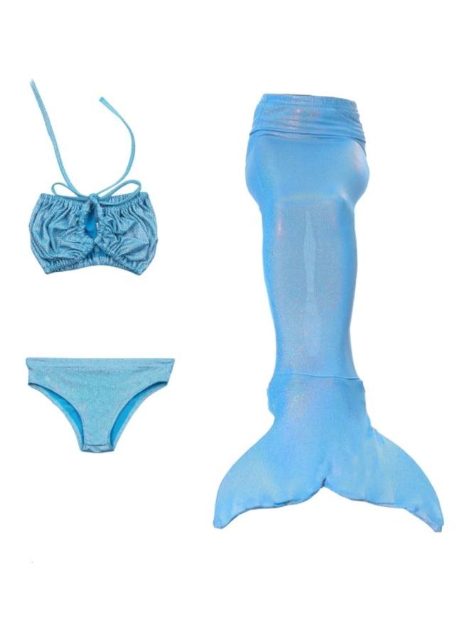 3-Piece Mermaid Tail Beachwear Set Blue