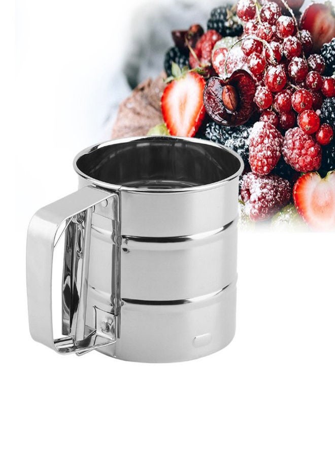 Mechanical Baking Shaker Sieve Cup Silver 155x105x90centimeter