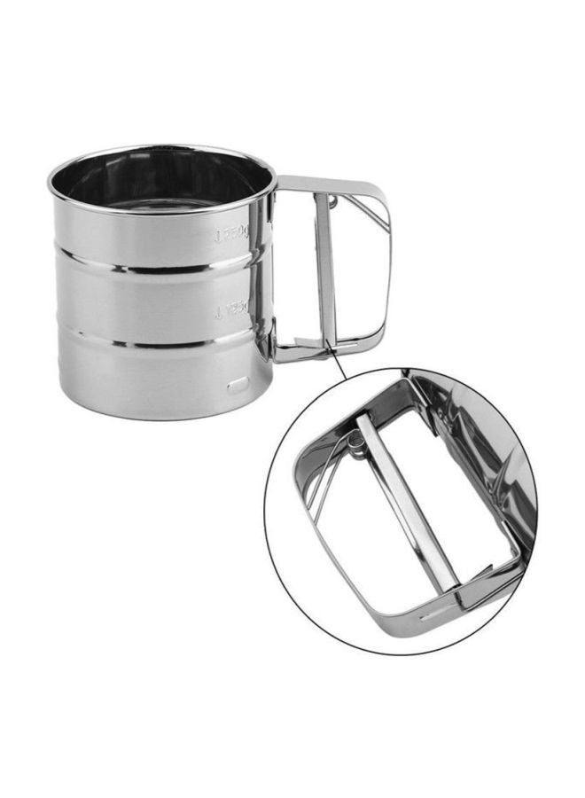 Handheld Sugar Shaker Sieve Cup Silver 20x12x11cm