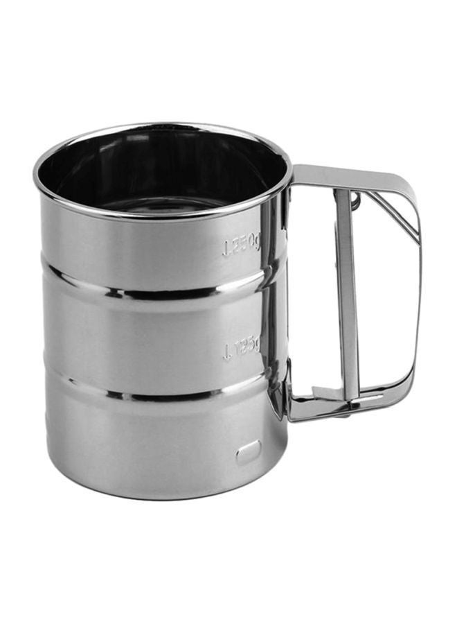 Handheld Sugar Shaker Sieve Cup Silver 20x12x11cm