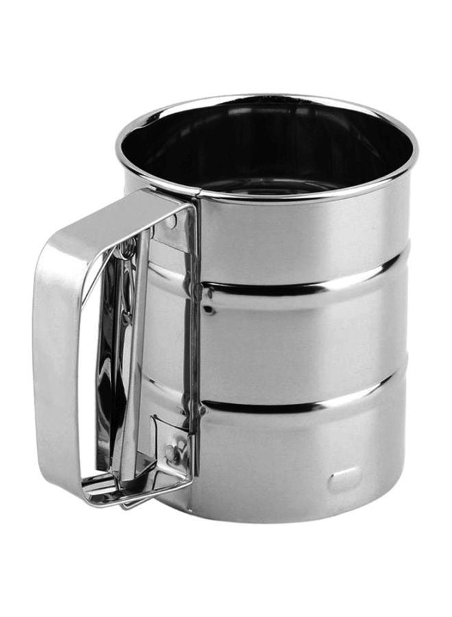 Handheld Sugar Shaker Sieve Cup Silver 20x12x11cm