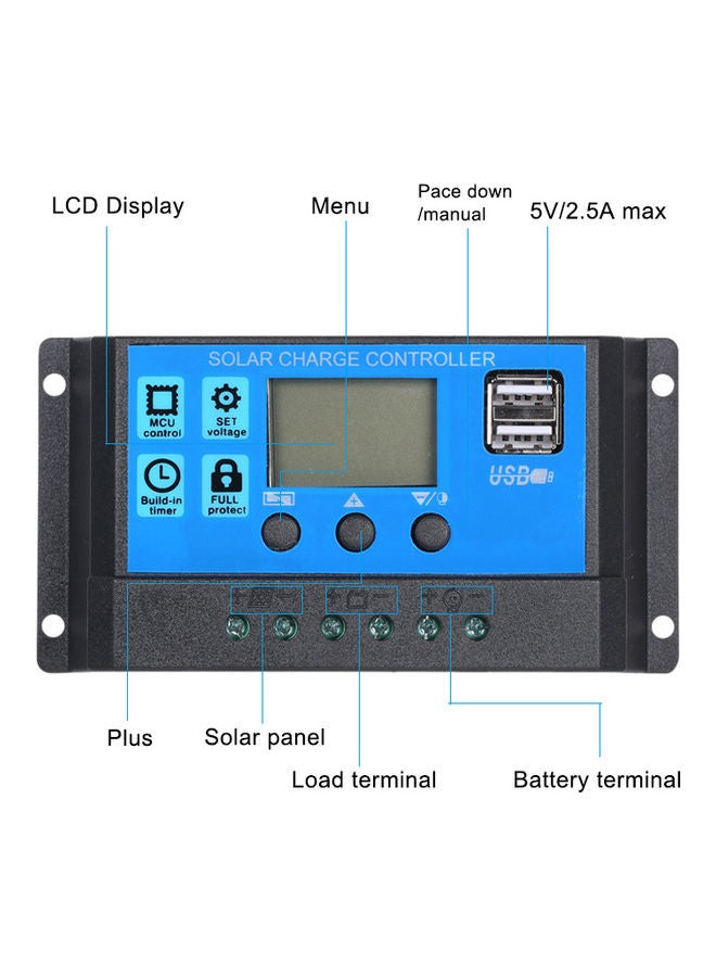 60A Solar Charge Controller Blue/Black