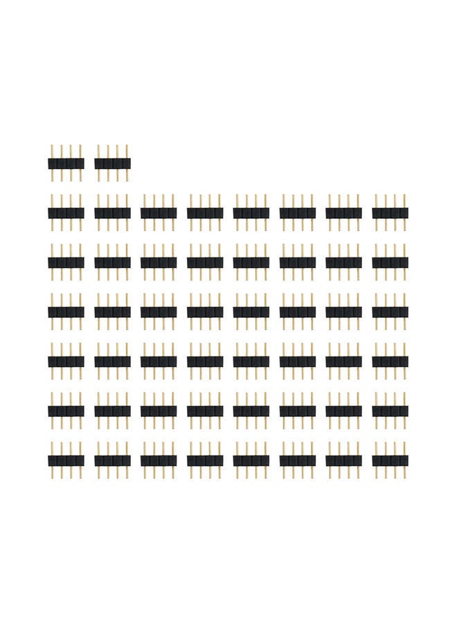 50-Piece 4-Pin Male Strip Lighting Connector Plug Set Black 8x4x8centimeter