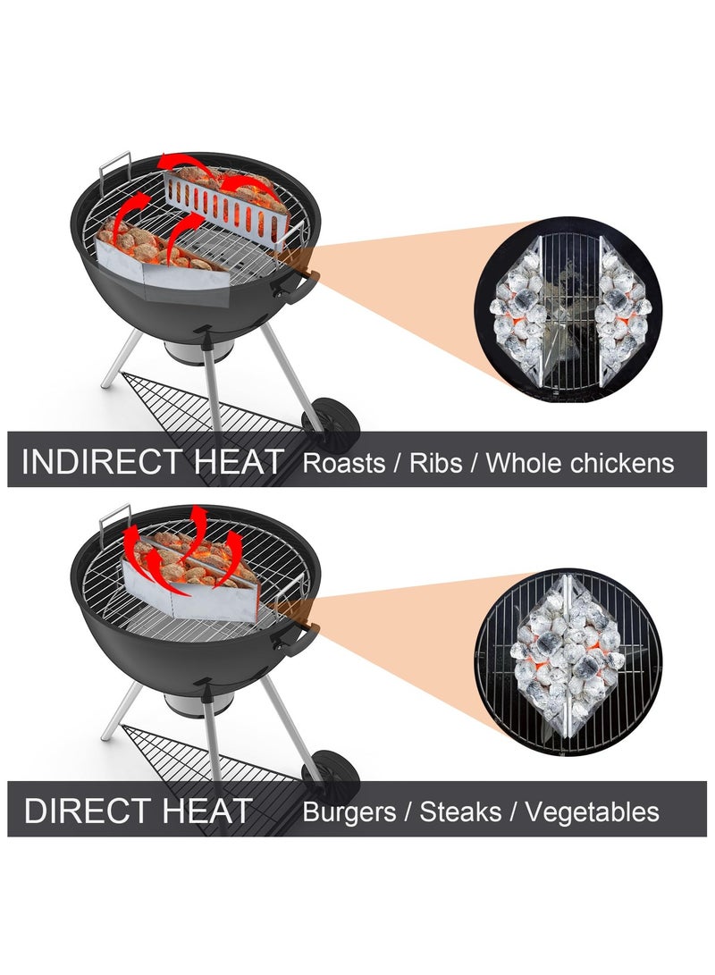 Charcoal Basket Stainless Steel, Set of 2 BBQ Charcoal Grill Basket Holders, Charcoal Tray Weber Grill Accessories Parts Replacement for Weber 22