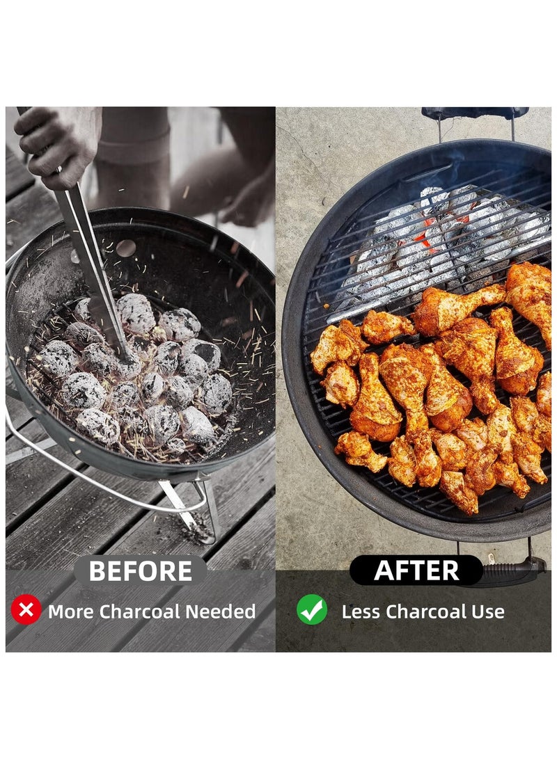 Charcoal Basket Stainless Steel, Set of 2 BBQ Charcoal Grill Basket Holders, Charcoal Tray Weber Grill Accessories Parts Replacement for Weber 22