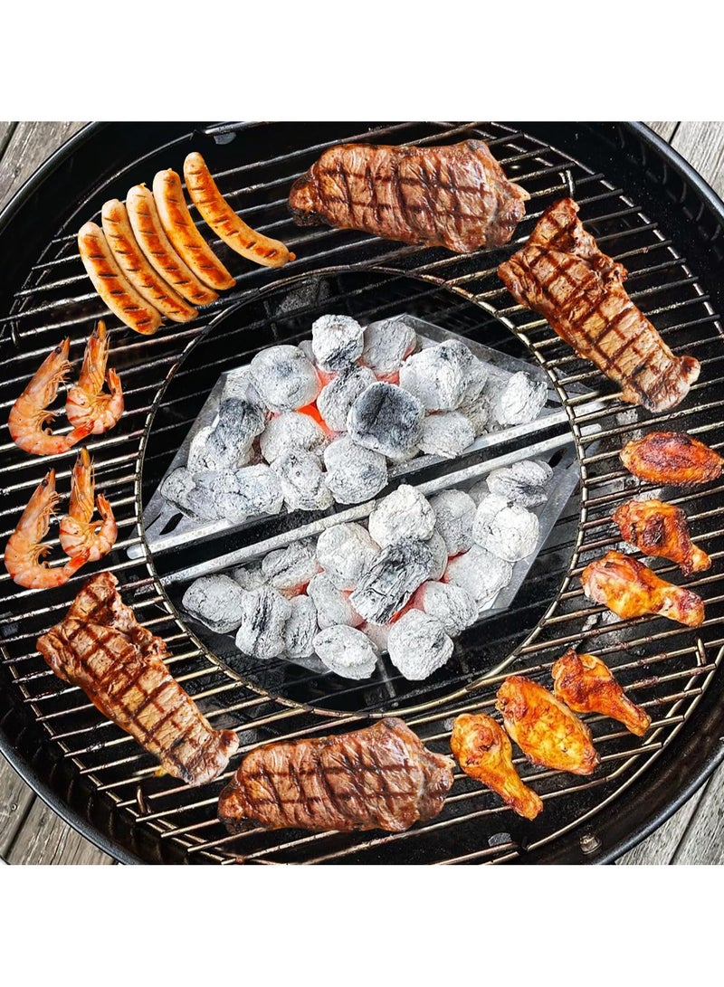 Charcoal Basket Stainless Steel, Set of 2 BBQ Charcoal Grill Basket Holders, Charcoal Tray Weber Grill Accessories Parts Replacement for Weber 22