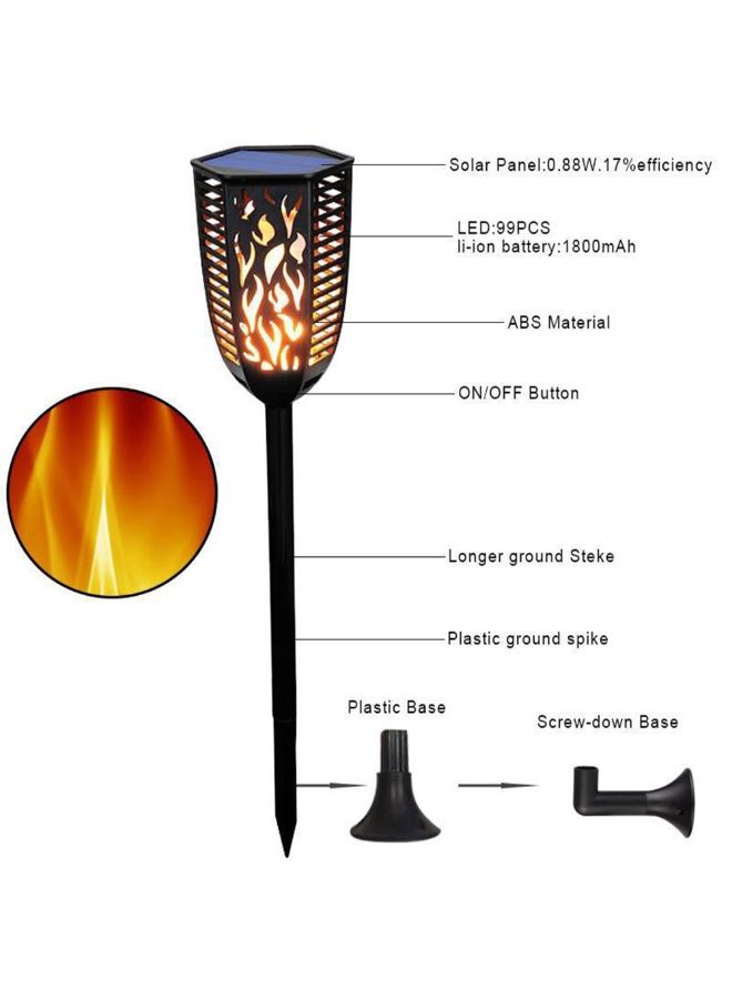 Solar Flickering Outdoor Lawn Lamp Black 32.2 x 11 11.2cm