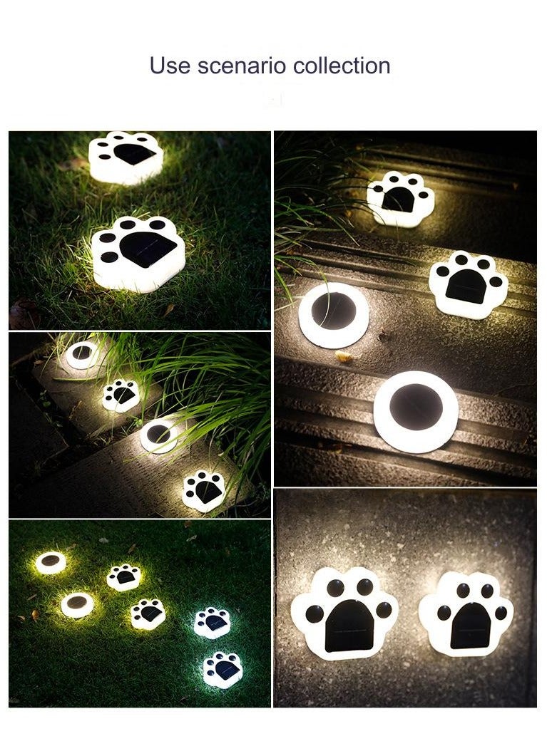 LED Bear Paw Ground Landscape Solar Lawn Light Harden Decoration Night Light Underground Waterproof Garden Solar Ground Light 4 Pieces Per Box