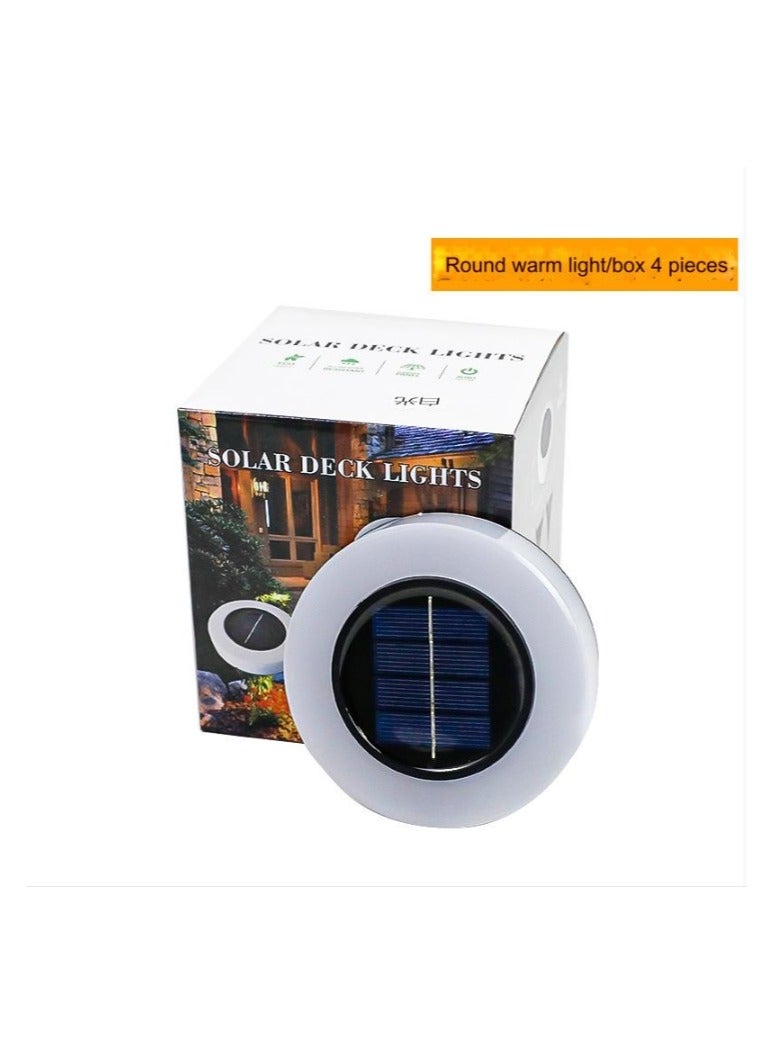 LED Round Shape Ground Landscape Solar Lawn Light Garden Decoration Night Light Underground Waterproof Garden Solar Ground Light 4pcs/box