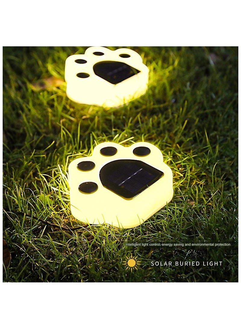 LED Cat Paw Shape Ground Landscape Solar Lawn Light Garden Decoration Night Light Underground Waterproof Garden Solar Ground Light 4pcs/box