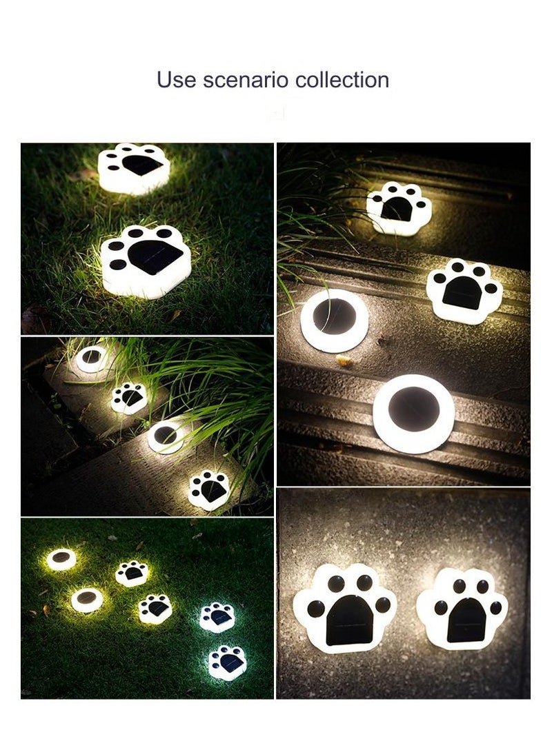 LED Cat Paw Shape Ground Landscape Solar Lawn Light Garden Decoration Night Light Underground Waterproof Garden Solar Ground Light 4pcs/box