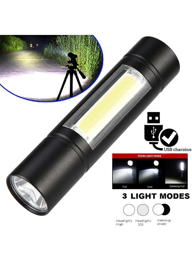 Mini Q5 LED USB Rechargeable Flashlight Torch Lamp Light 3Modes Black